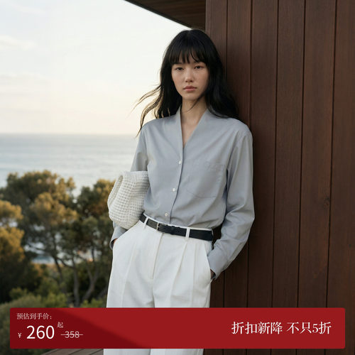 新中式禅意领衬衫宽松气质衬衣