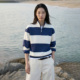 COMMON 半拉链卫衣上衣 复古拼接撞色条纹禅意领长袖 VALUE 春季