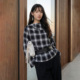 COMMON VALUE「墨格云栖」春季 复古纯棉透气格纹堆堆领翻领上衣