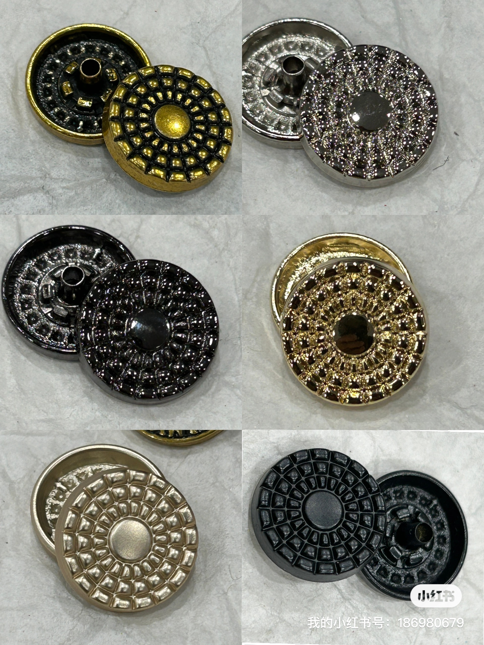 8007小香风钻边镂空金属四合扣上衣大衣外套羽绒服免缝暗母扣503