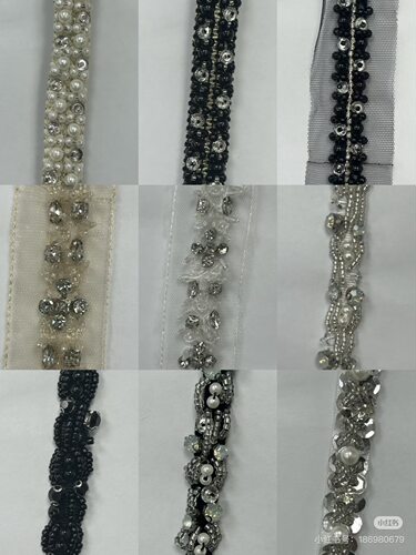 SD8567新款重工织带手工串珠条码织带