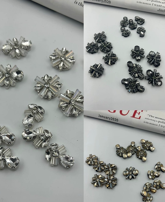2582款手工钉珠标饰品装饰重工珠片花手缝花装饰布帖章仔绣花标
