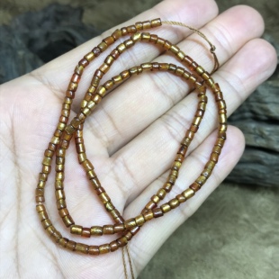 DIY饰品原矿天然金丝海柳珠 4mm一条120多颗一条长40cm 隔珠直径3
