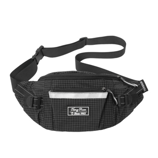 简约工装风男士防水胸包运动休闲轻便骑行斜挎包女款格子跑步腰包