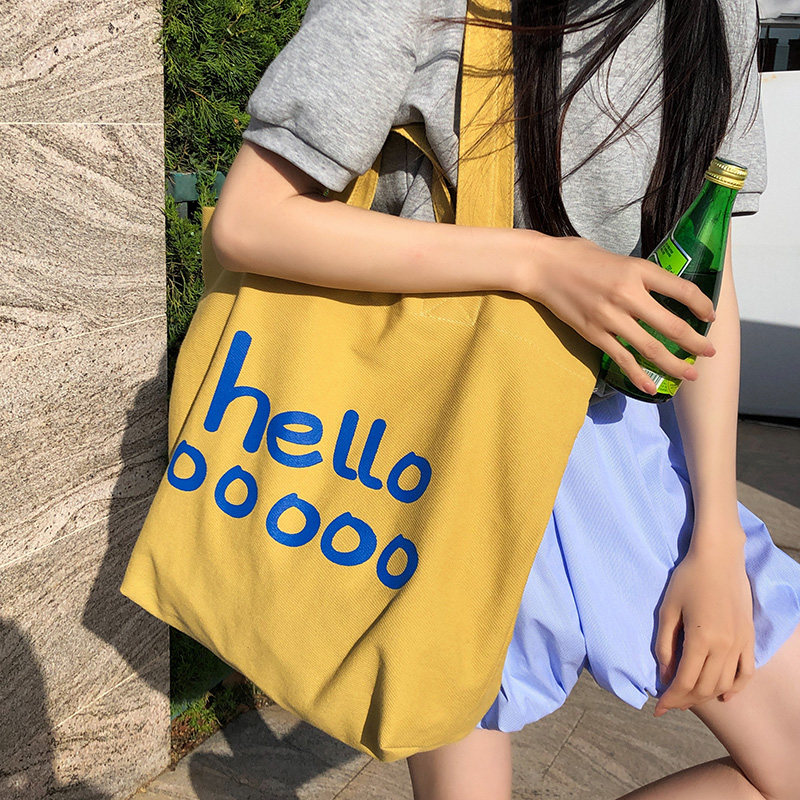 韩系字母慵懒风包女夏季休闲大容量托特包学生手提单肩包购物袋包