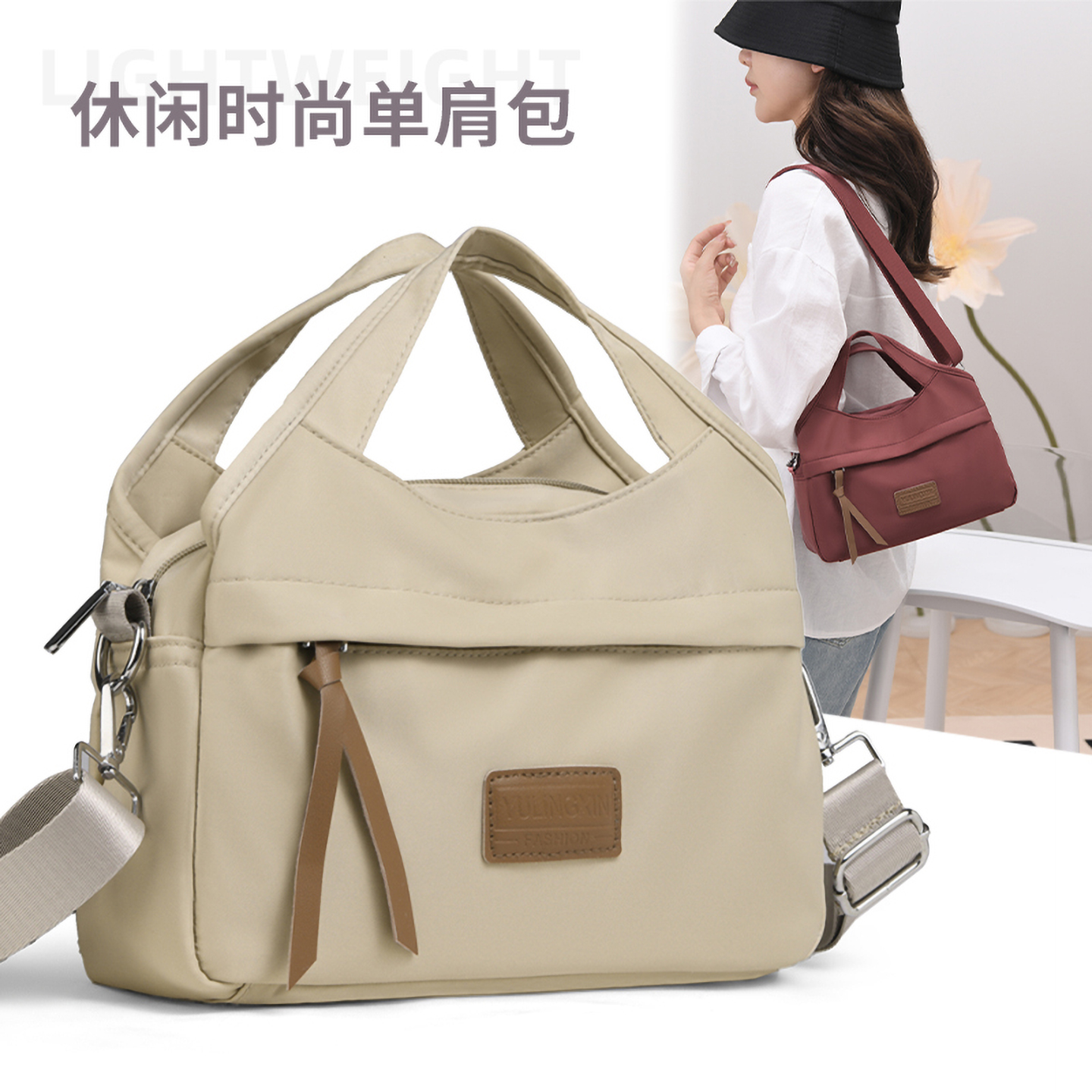 手提包新款通勤斜挎小包女士防水尼龙布单肩包时尚休闲妈妈小拎包