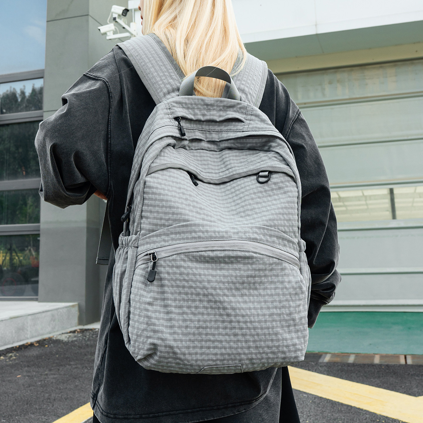 格纹双肩包男女大容量复古旅行背包大学生通勤书包简约尼龙防水包,箱包皮具/热销女包/男包,双肩背包,淘宝优惠券,粉丝福利购,淘宝优惠卷