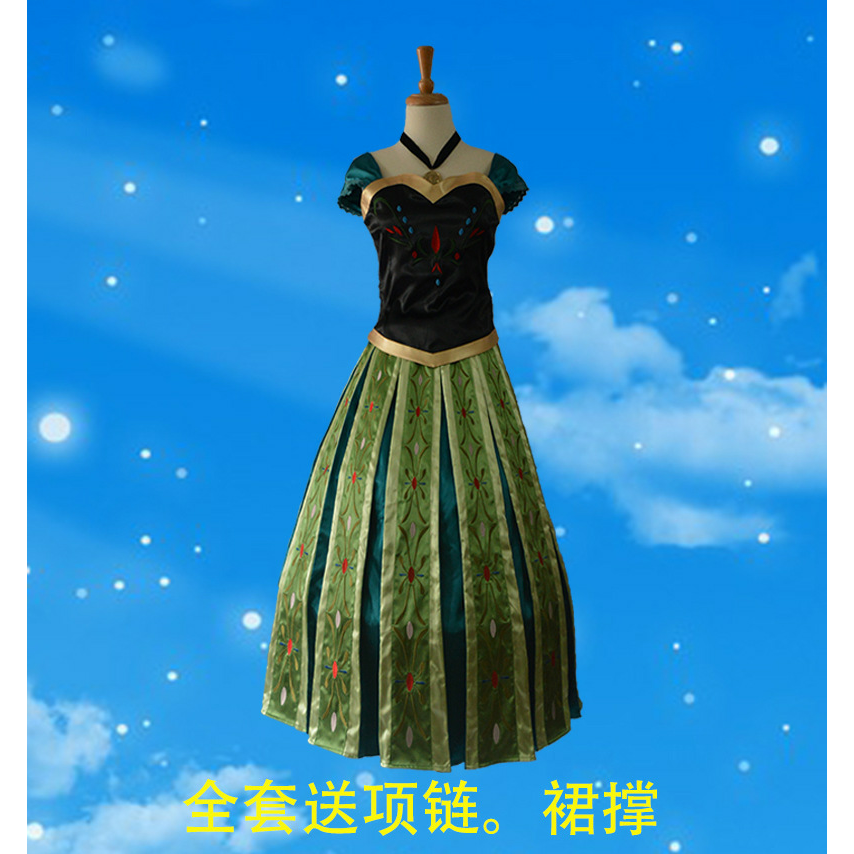 冰雪cos公主裙刺绣安娜加冕cosplay服装动漫连衣裙礼服