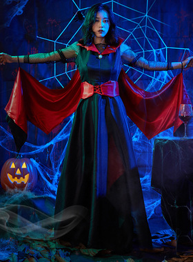 万圣节女王长裙ampire Costume吸血鬼蝙蝠夜场酒吧魔鬼COS演出服