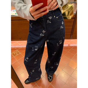 版 设计感小众刺绣直筒裤 型超好看 2025年新款 女 牛仔裤 落落狷介