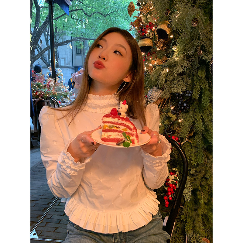 落落狷介白色长袖法式衬衫女