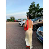 显瘦漏背裙子蕾丝裙小众 夏季 落落狷介 海边度假连衣裙2025年新款