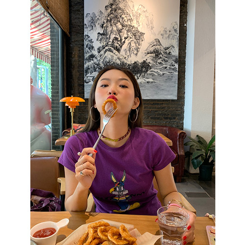 落落狷介短袖卡通印花T恤女