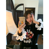 落落狷介黑色卫衣外套春秋女2025年新款 套头设计感小众春装 小个子