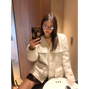 落落狷介 小个子V领羊毛外套设计感秋冬小香风 毛呢外套女2026新款