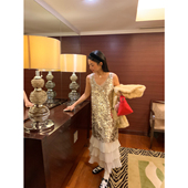 连衣裙2025新款 落落狷介超好看 冬装 重要场合漂亮裙子亮片吊带裙