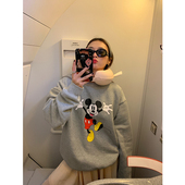 落落狷介卫衣女冬加绒加厚小个子灰色外套2025年新款 套头宽松无帽