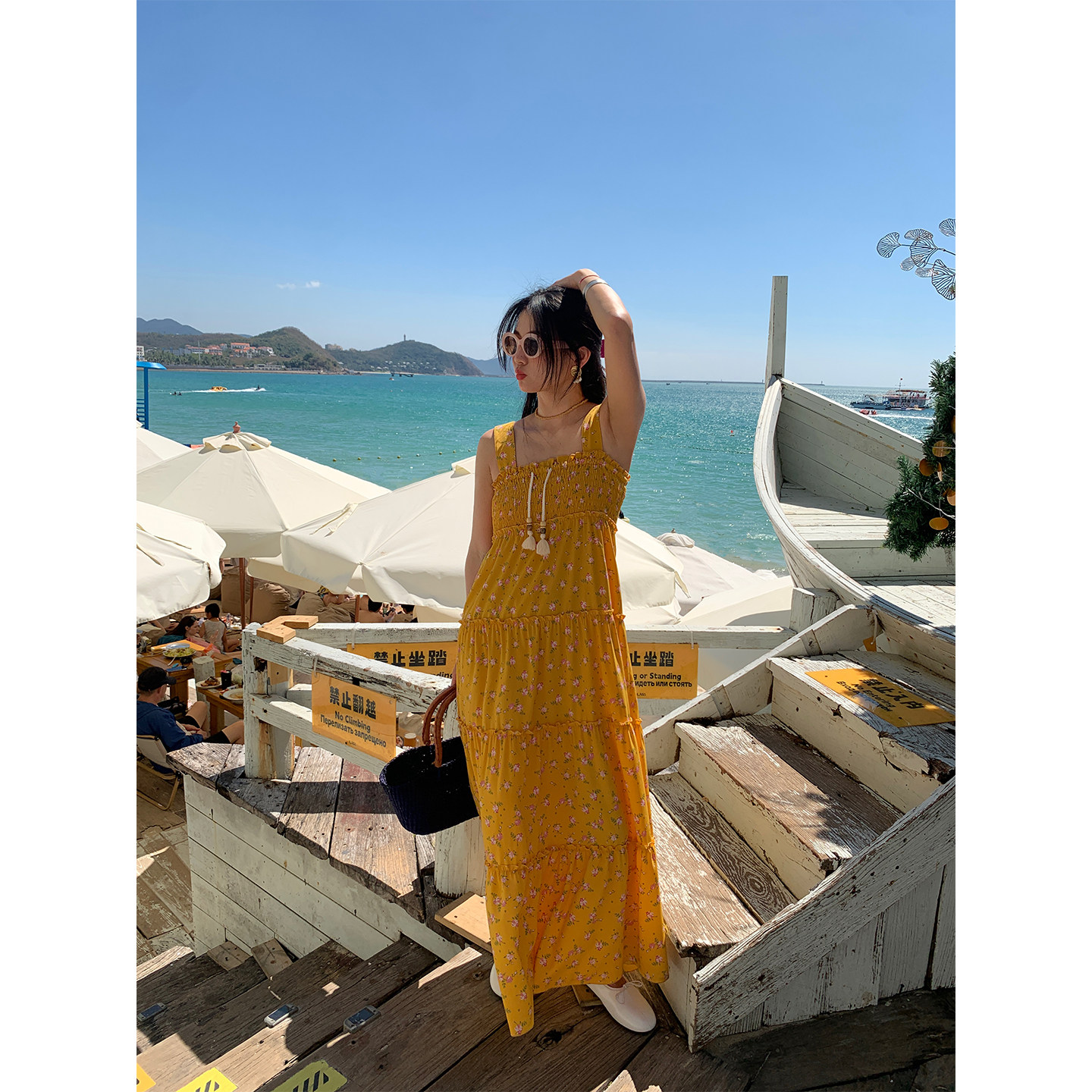落落狷介 早春漂亮连衣裙碎花雪纺背带裙小个子2026年新款蛋糕裙