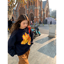 设计感小众加绒卫衣女 穿搭藏青色2025年新款 落落狷介 多巴胺秋季