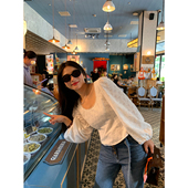 落落狷介蕾丝上衣女轻奢高级感2025年新款 早秋 设计感小众白色长袖