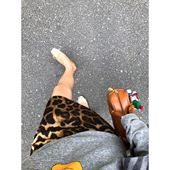 落落狷介 小个子A字裙显瘦设计感短裙包臀裙 豹纹半身裙女2025新款