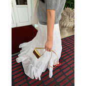 落落狷介白色半身裙女2025年新款 松紧腰小个子雪纺蛋糕裙百搭半裙