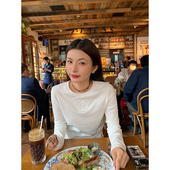 落落狷介 女秋冬内搭可外穿设计感白色 打底衫 长袖 T恤女2025新款