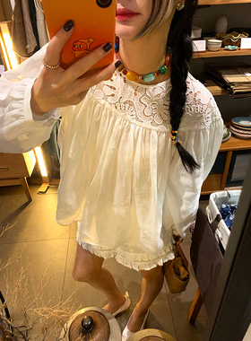 落落狷介法式上衣女2025年新款宽松套头衬衫小个子苎麻白色设计感