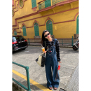 设计感小众刺绣牛仔裤 女2025早秋新款 小个子 牛仔背带裤 落落狷介