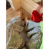 今年流行 豹纹阔腿裤 新款 子2025新款 女小个子松紧腰 裤 落落狷介