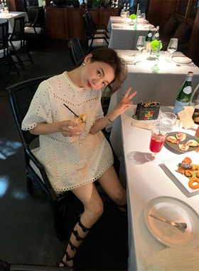 落落狷介 白色两件套时尚套装减龄女夏款套装裤蕾丝上衣+阔腿短裤