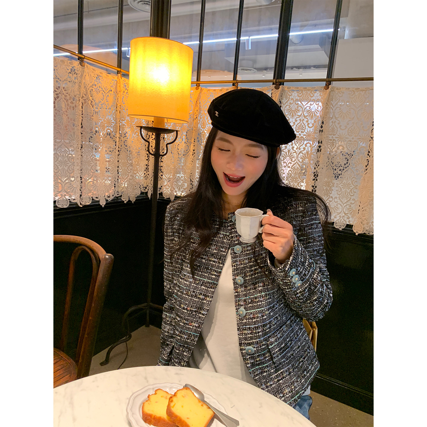 落落狷介小香风短款毛呢外套女图片