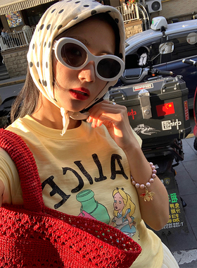 落落狷介 短袖女t恤夏2026年新款设计感小众黄色上衣纯棉夏季穿搭