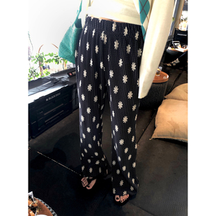 设计感小众阔腿裤 子2026年新款 松紧腰碎花 裤 落落狷介今年流行款
