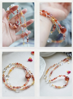 925银花胶天然水晶项链女款轻奢小众精致设计感饰品锁骨链女礼物