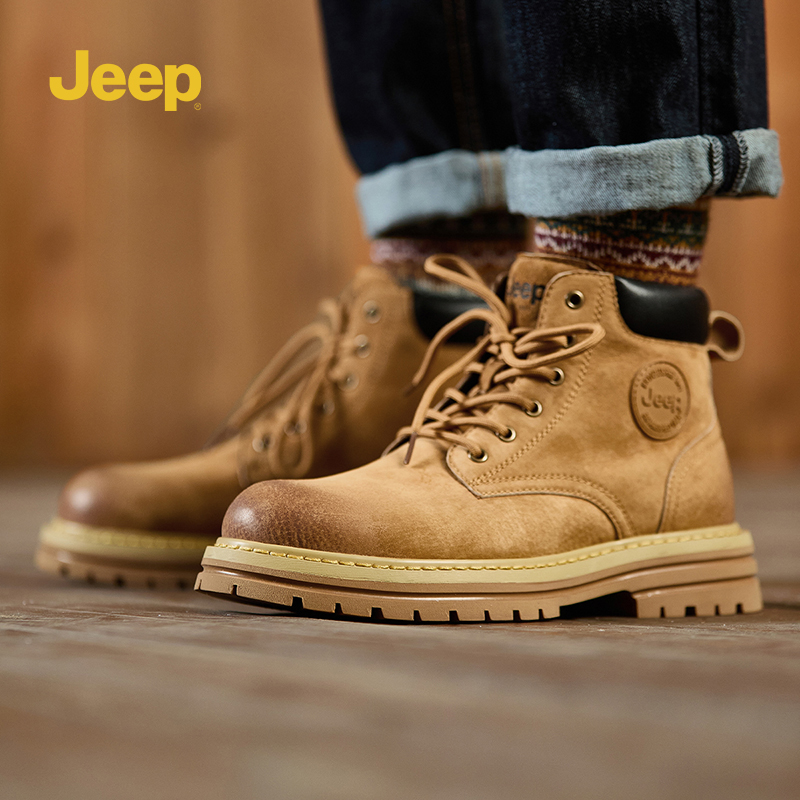 jeep吉普马丁靴男新款大黄靴工装机车耐磨秋复古男士鞋P234M08386