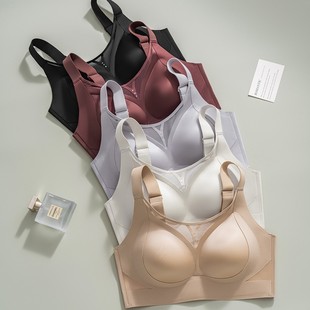 轻奢缎面无钢圈薄款 聚拢提拉防下垂文胸罩收副乳内衣