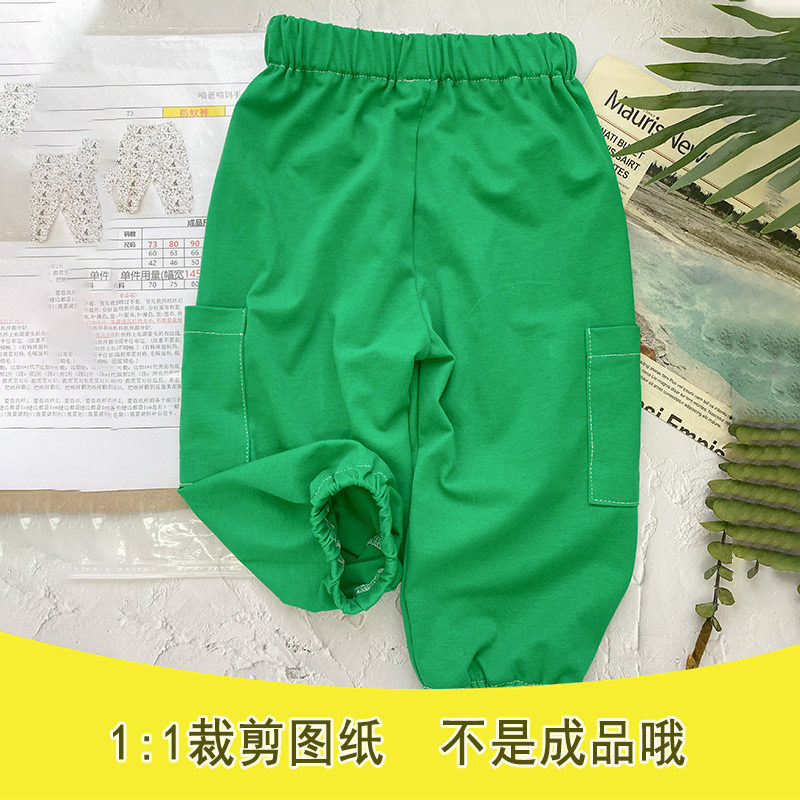 喵爸喵妈侧兜款防蚊裤图纸裁剪图1比1比例样板缝纫图拼接图纸