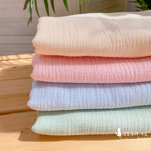 大幅宽A类纯棉双层纱布起皱睡衣浴巾布料被套床单全棉水洗泡泡纱