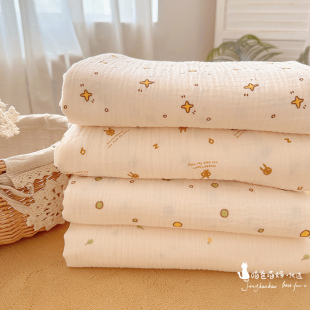 喵爸喵妈出口品质新生婴儿纱布宝宝双层纱布料复古全棉a类diy面料