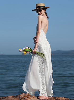 三亚旅游高级感穿搭女装海边丁达尔沙滩裙女海岛度假拍照绝美超仙