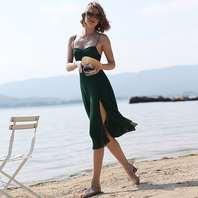 墨颜海边度假露背辣妹穿搭沙滩裙