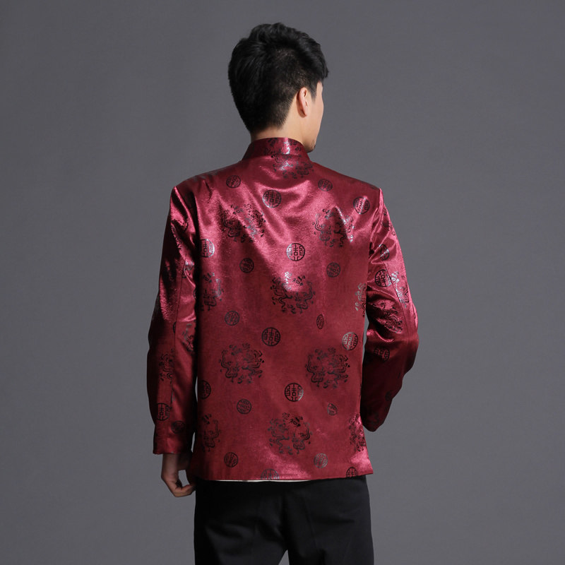SPRING AND AUTUMN MIDDLE-AGED AND ELDERLY DAD TANG COSTUME MALE CHINESE STYLE JACKET YIN LONG GRANDPA LONG-SLEEVED CHINESE JACKET JACKET