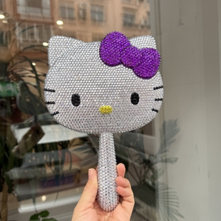 凯蒂猫手工DIY贴钻满钻手柄镜子镶钻KT猫贴钻成品生日礼物节日