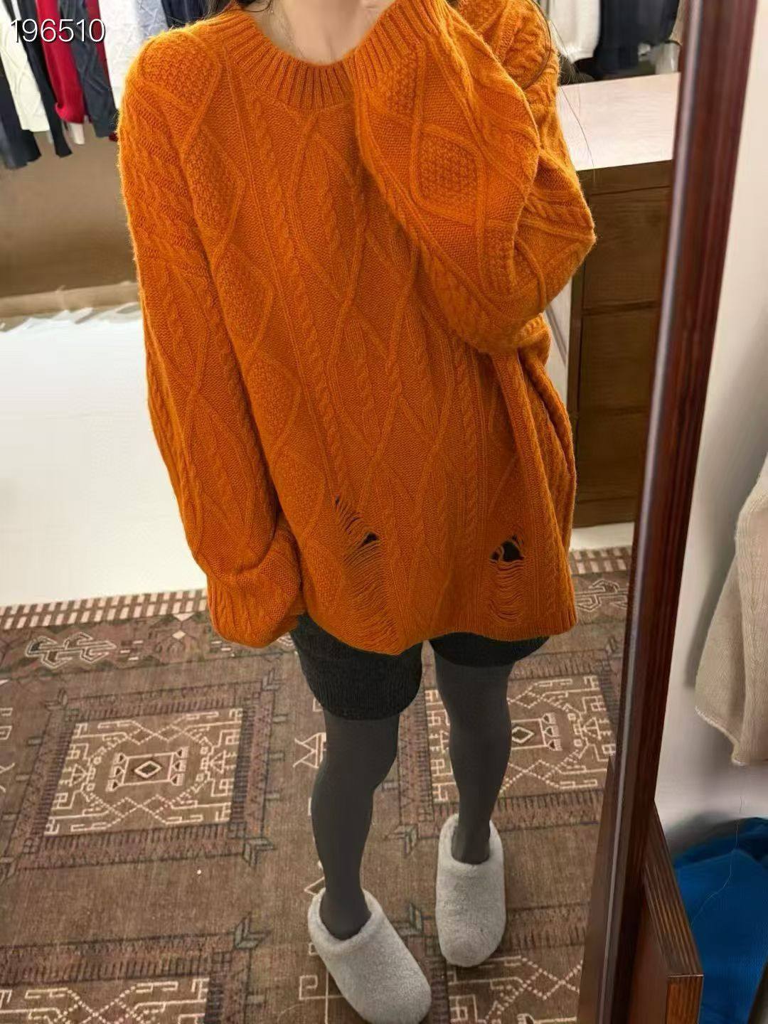 欧洲站2025秋冬新款100%绵羊毛圆领羊毛衫女宽松加厚柔软舒适保暖