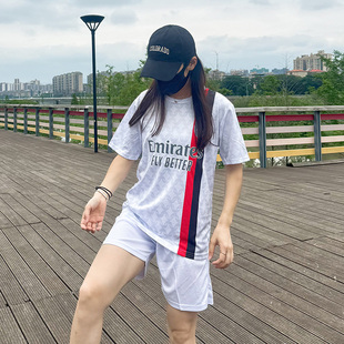 足球服女生套装宽松学生体育运动考试比赛训练服定制短袖diy印号