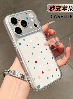 彩色波点秒变大视窗适用苹果1716151413PROMAX手机壳透明软全包新