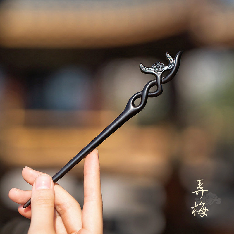 梅花簪正宗天然紫光檀木发簪古风图片