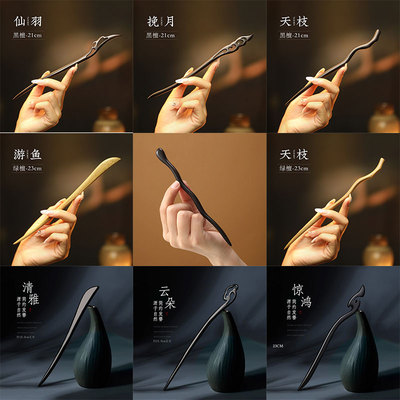檀木加长手工檀木发簪高级感