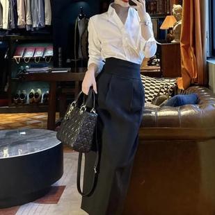 半身裙套装 秋装 休闲直筒中长款 复古港风高级感衬衫 搭配一整套时尚